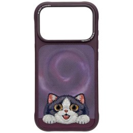 Etui Nimmy Big Eyed Lying Cream Cat MagSafe do iPhone 18 Pro Max / 17 Pro Max fioletowy