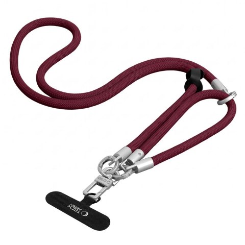 Stylowy pasek zawieszka na szyję i nadgarstek Tech-Protect C10S Rope Crossbody - bordowo-tytanowy