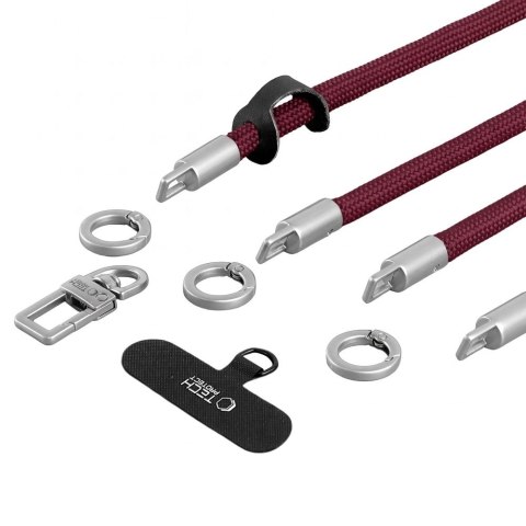 Stylowy pasek zawieszka na szyję i nadgarstek Tech-Protect C10S Rope Crossbody - bordowo-tytanowy