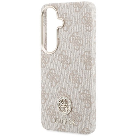 Etui Guess 4G Rhinestone Round Logo MagSafe do Samsung Galaxy S26 różowy