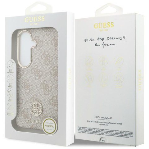 Etui Guess 4G Rhinestone Round Logo MagSafe do Samsung Galaxy S26 różowy