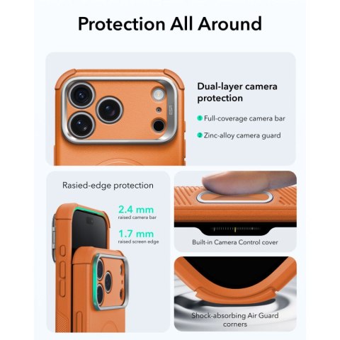 Pancerne etui ESR Cyber Tough Kickstand MagSafe do iPhone 17 Pro Max / 18 Pro Max - pomarańczowy