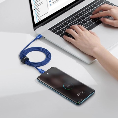 Kabel Baseus CAJY000603 USB-C - USB-C PD 100W 5A 480Mb/s 1,2m - niebieski