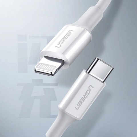 Ugreen kabel przewód MFi USB Typ C - Lightning 20W 3A 0.25 m biały (US171)