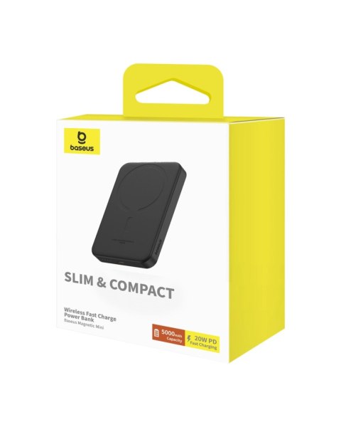 Mini powerbank Baseus 5000mAh 20W + kabel USB-C (20V/3A) - czarny