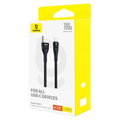 Kabel Baseus Flash 2 USB-A / USB-C 100W 1 m - czarny
