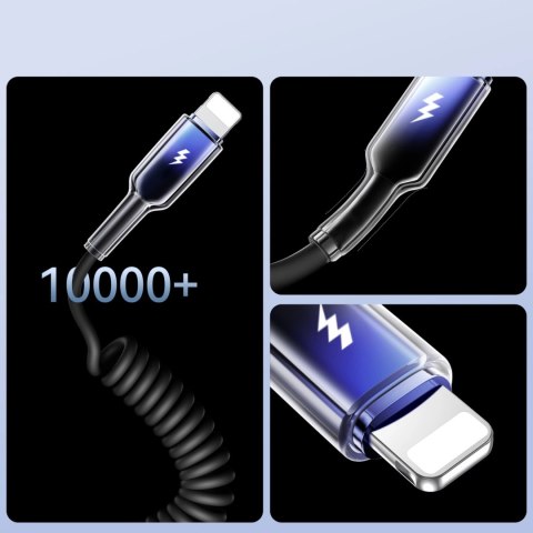 Kabel spiralny Joyroom S-A43 Crystal-Clear Series 3A USB-A - Lightning 1,5m - czarny